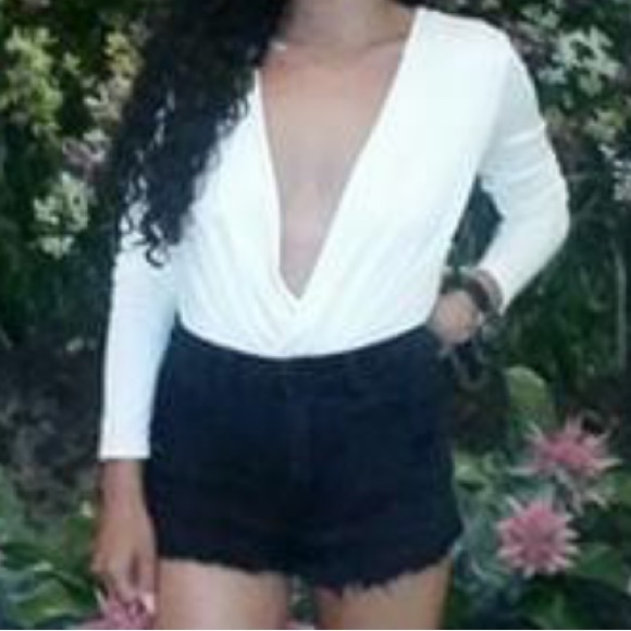 Women's Low cut White and Cream Bodysuit - Picture 2 of 4